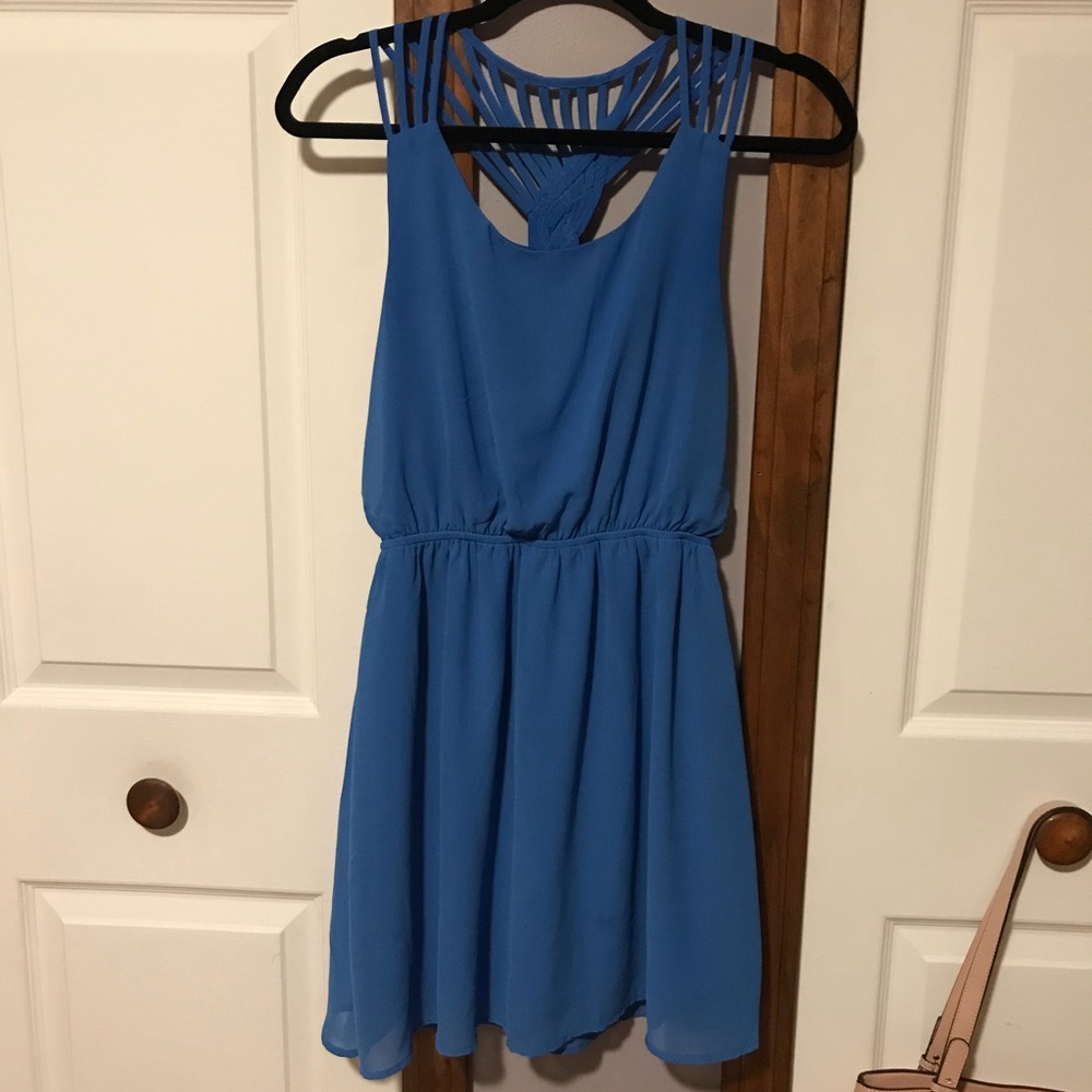 Strappy Back Blue Dress